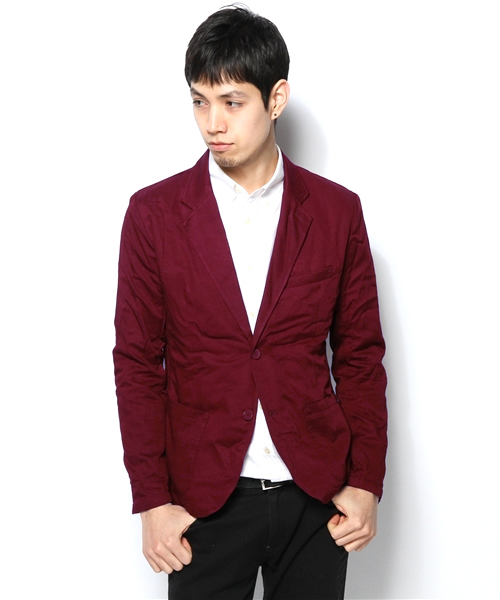 WEGO（ウィゴー）の「WEGO/コットンレーヨンテーラードジャケット（テーラードジャケット・メンズ・グリーン系その他/ネイビー/ワイン・LARGE/MEDIUM）」の4枚目の写真