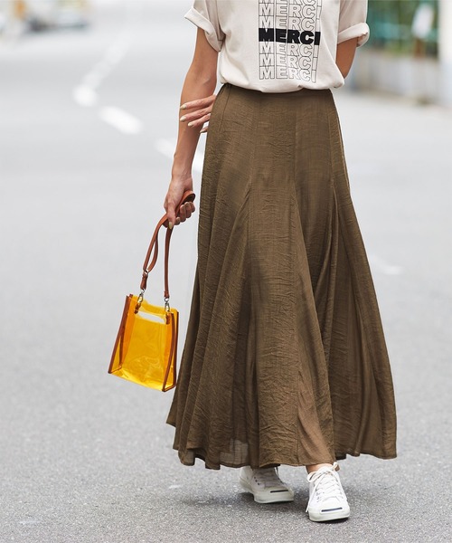 titivate（ティティベイト）の「ｳｴｽﾄｺﾞﾑﾏｷｼﾌﾚｱｽｶｰﾄ（スカート・レディース・ホワイト/オリーブ/オレンジ/ピンク/グリーン/ベージュ・L/S/M）」の3枚目の写真