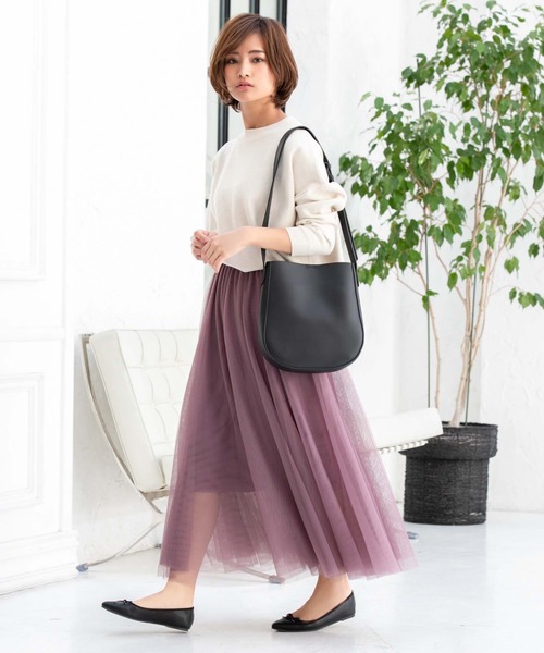 Edit Sheen（エディットシーン）の「ポーチ付きプレーンサークルシルエットショルダー（ショルダーバッグ・レディース・ブラック/グレイッシュベージュ・FREE）」の11枚目の写真