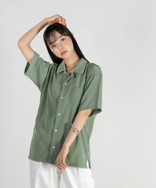 Starting Over(スターティングオーバー)の「ルーズシルエット リラックス無地 半袖オープンカラーポケットシャツ/レディース メンズ(シャツ/ブラウス・メンズ・ブラック/グレー/モカ/ワイン/ピンク/ベージュ/サックスブルー/ホワイト/グレイッシュベージュ/グリーン/オフホワイト/ダークグリーン・M/L/XL)」の1枚目の写真