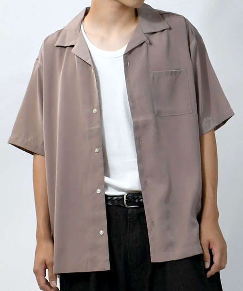 Starting Over(スターティングオーバー)の「ルーズシルエット リラックス無地 半袖オープンカラーポケットシャツ/レディース メンズ(シャツ/ブラウス・メンズ・ブラック/グレー/モカ/ワイン/ピンク/ベージュ/サックスブルー/ホワイト/グレイッシュベージュ/グリーン/オフホワイト/ダークグリーン・M/L/XL)」の6枚目の写真