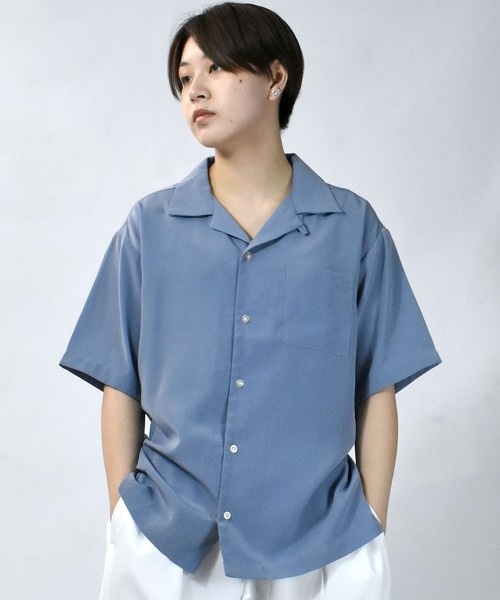 Starting Over(スターティングオーバー)の「ルーズシルエット リラックス無地 半袖オープンカラーポケットシャツ/レディース メンズ(シャツ/ブラウス・メンズ・ブラック/グレー/モカ/ワイン/ピンク/ベージュ/サックスブルー/ホワイト/グレイッシュベージュ/グリーン/オフホワイト/ダークグリーン・M/L/XL)」の22枚目の写真