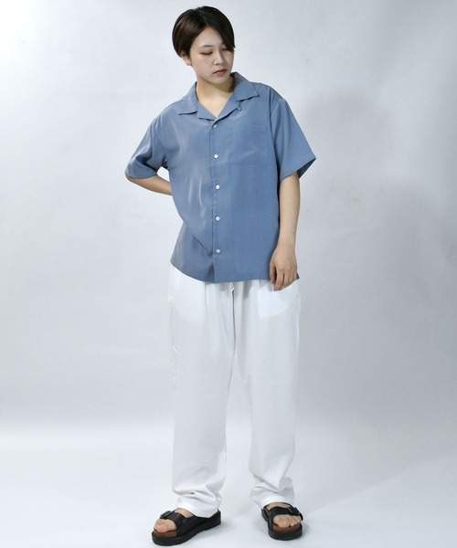 Starting Over(スターティングオーバー)の「ルーズシルエット リラックス無地 半袖オープンカラーポケットシャツ/レディース メンズ(シャツ/ブラウス・メンズ・ブラック/グレー/モカ/ワイン/ピンク/ベージュ/サックスブルー/ホワイト/グレイッシュベージュ/グリーン/オフホワイト/ダークグリーン・M/L/XL)」の19枚目の写真