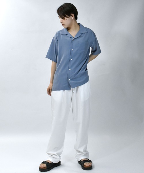 Starting Over(スターティングオーバー)の「ルーズシルエット リラックス無地 半袖オープンカラーポケットシャツ/レディース メンズ(シャツ/ブラウス・メンズ・ブラック/グレー/モカ/ワイン/ピンク/ベージュ/サックスブルー/ホワイト/グレイッシュベージュ/グリーン/オフホワイト/ダークグリーン・M/L/XL)」の18枚目の写真