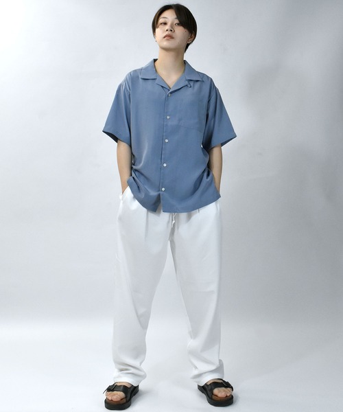 Starting Over(スターティングオーバー)の「ルーズシルエット リラックス無地 半袖オープンカラーポケットシャツ/レディース メンズ(シャツ/ブラウス・メンズ・ブラック/グレー/モカ/ワイン/ピンク/ベージュ/サックスブルー/ホワイト/グレイッシュベージュ/グリーン/オフホワイト/ダークグリーン・M/L/XL)」の17枚目の写真