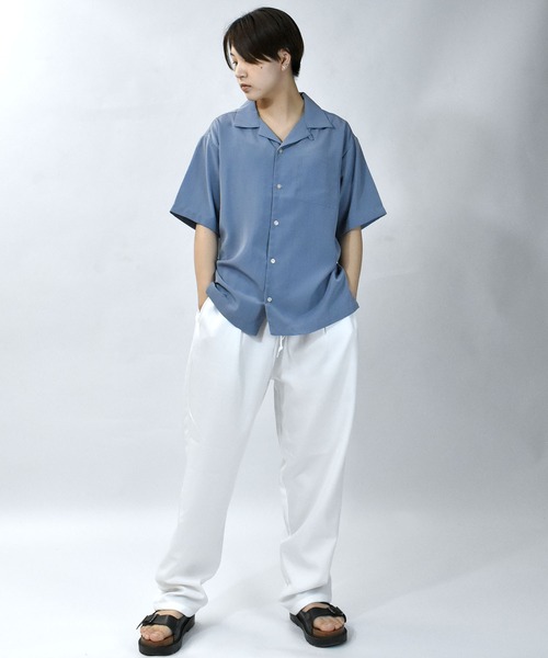 Starting Over(スターティングオーバー)の「ルーズシルエット リラックス無地 半袖オープンカラーポケットシャツ/レディース メンズ(シャツ/ブラウス・メンズ・ブラック/グレー/モカ/ワイン/ピンク/ベージュ/サックスブルー/ホワイト/グレイッシュベージュ/グリーン/オフホワイト/ダークグリーン・M/L/XL)」の16枚目の写真