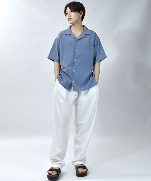 Starting Over(スターティングオーバー)の「ルーズシルエット リラックス無地 半袖オープンカラーポケットシャツ/レディース メンズ(シャツ/ブラウス・メンズ・ブラック/グレー/モカ/ワイン/ピンク/ベージュ/サックスブルー/ホワイト/グレイッシュベージュ/グリーン/オフホワイト/ダークグリーン・M/L/XL)」の14枚目の写真