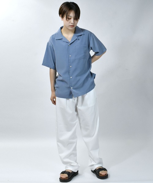 Starting Over(スターティングオーバー)の「ルーズシルエット リラックス無地 半袖オープンカラーポケットシャツ/レディース メンズ(シャツ/ブラウス・メンズ・ブラック/グレー/モカ/ワイン/ピンク/ベージュ/サックスブルー/ホワイト/グレイッシュベージュ/グリーン/オフホワイト/ダークグリーン・M/L/XL)」の13枚目の写真