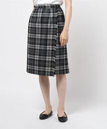 CRANK（クランク）の「チェックフリルプリーツミディスカート_ネイビー