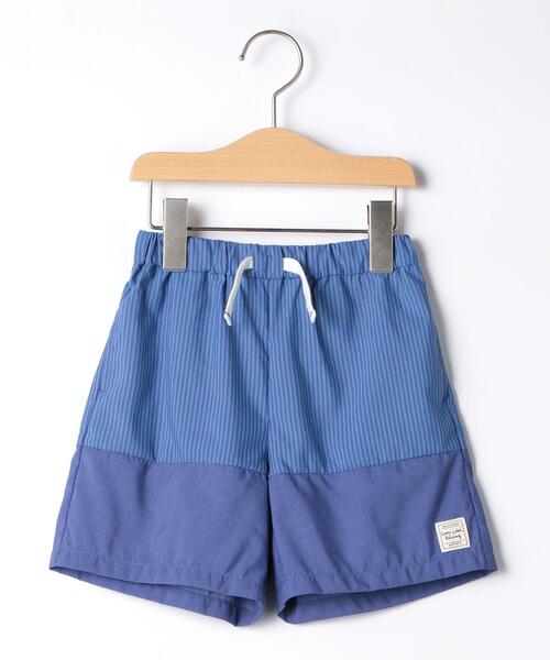 green label relaxing（グリーンレーベルリラクシング）の「〔UVカット〕〔撥水加工〕ソリッド×ストライプ ショートパンツ（その他パンツ・キッズ・コバルトブルー/マスタード・115/105/135/125）」の2枚目の写真