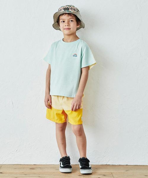 green label relaxing（グリーンレーベルリラクシング）の「〔UVカット〕〔撥水加工〕ソリッド×ストライプ ショートパンツ（その他パンツ・キッズ・コバルトブルー/マスタード・115/105/135/125）」の10枚目の写真