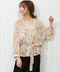 ビアズリーBEARDSLEY 花ジャガード前後ブラウス