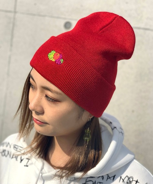 FRUIT OF THE LOOM(フルーツオブザルーム)の「FRUIT OF THE LOOM SIMPLE KNIT CAP(ニットキャップ/ビーニー・レディース・ブラック/パープル/ブラウン/グレー/レッド/オレンジ/ミント・FREE)」の6枚目の写真
