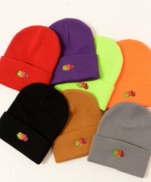 FRUIT OF THE LOOM(フルーツオブザルーム)の「FRUIT OF THE LOOM SIMPLE KNIT CAP(ニットキャップ/ビーニー・レディース・ブラック/パープル/ブラウン/グレー/レッド/オレンジ/ミント・FREE)」の2枚目の写真
