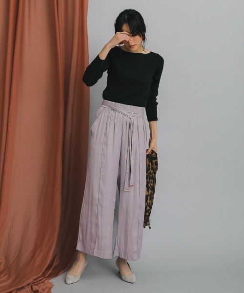 Bou Jeloud（ブージュルード）の「ベルトツキサテントリムパンツ（その他パンツ・レディース・パープル/ブラウン・38）」の19枚目の写真