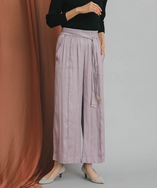 Bou Jeloud（ブージュルード）の「ベルトツキサテントリムパンツ（その他パンツ・レディース・パープル/ブラウン・38）」の20枚目の写真