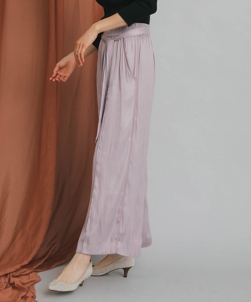 Bou Jeloud（ブージュルード）の「ベルトツキサテントリムパンツ（その他パンツ・レディース・パープル/ブラウン・38）」の3枚目の写真