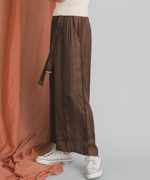 Bou Jeloud（ブージュルード）の「ベルトツキサテントリムパンツ（その他パンツ・レディース・パープル/ブラウン・38）」の10枚目の写真