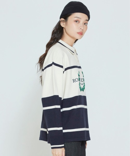 ROMANTIC CROWN（ロマンティッククラウン）の「【ROMANTIC CROWN】MODERN LAUREL KNITTED POLO SHIRTS / ロマンティッククラウン ローレル ニット ポロシャツ（ポロシャツ・メンズ・スカイブルー/ライトグリーン/オートミール・SMALL/MEDIUM/LARGE/X-LARGE）」の10枚目の写真
