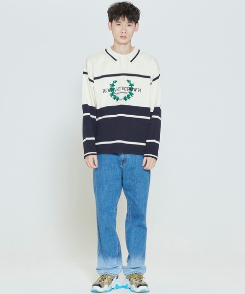 ROMANTIC CROWN（ロマンティッククラウン）の「【ROMANTIC CROWN】MODERN LAUREL KNITTED POLO SHIRTS / ロマンティッククラウン ローレル ニット ポロシャツ（ポロシャツ・メンズ・スカイブルー/ライトグリーン/オートミール・SMALL/MEDIUM/LARGE/X-LARGE）」の6枚目の写真