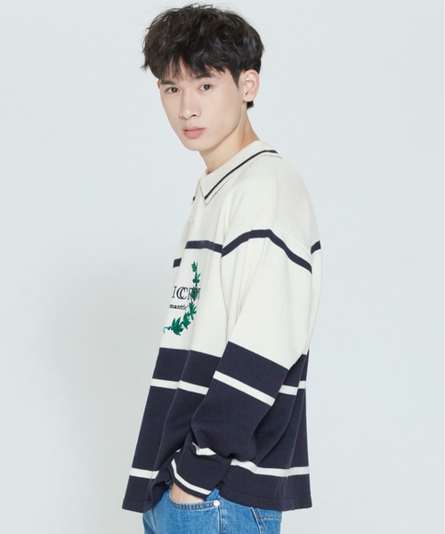 ROMANTIC CROWN（ロマンティッククラウン）の「【ROMANTIC CROWN】MODERN LAUREL KNITTED POLO SHIRTS / ロマンティッククラウン ローレル ニット ポロシャツ（ポロシャツ・メンズ・スカイブルー/ライトグリーン/オートミール・SMALL/MEDIUM/LARGE/X-LARGE）」の4枚目の写真