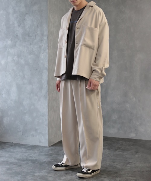 CREARE -LINO-（クレアーレリノ）の「サイドZIPオーバーサイズCPOジャケット<セットアップ可>（ブルゾン・メンズ・オフホワイト/ブラック・M/L）」の9枚目の写真