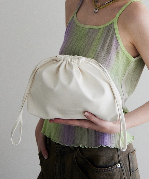 MAISON SPECIAL（メゾンスペシャル）の「Vegan Leather 2way Purse Small Bag/ヴィーガンレザー2WAY巾着バッグ（ショルダーバッグ・レディース・ブラック/ブラウン/イエロー/グリーン/ブルー/ライトグリーン/シルバー/ターコイズブルー/ダークグリーン/ピンク/ホワイト/ゴールド/ライトイエロー・FREE）」の22枚目の写真