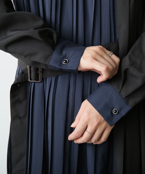 kOhAKU（コハク）の「『バイカラーアシメプリーツワンピース』（ワンピース・レディース・ブラック・1/2）」の9枚目の写真