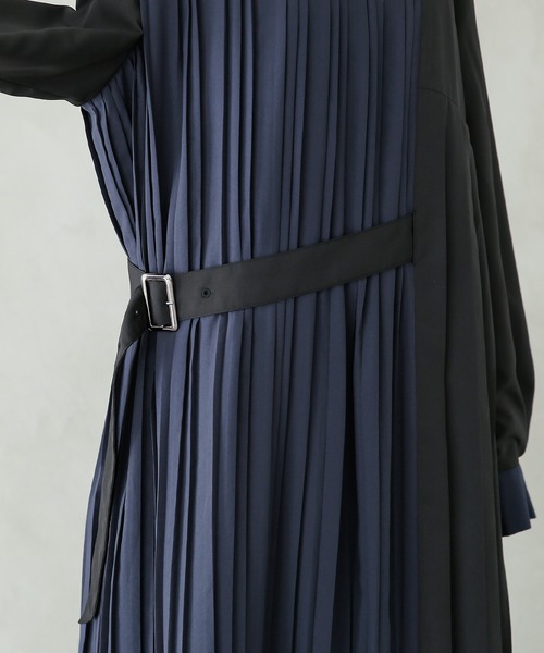 kOhAKU（コハク）の「『バイカラーアシメプリーツワンピース』（ワンピース・レディース・ブラック・1/2）」の10枚目の写真