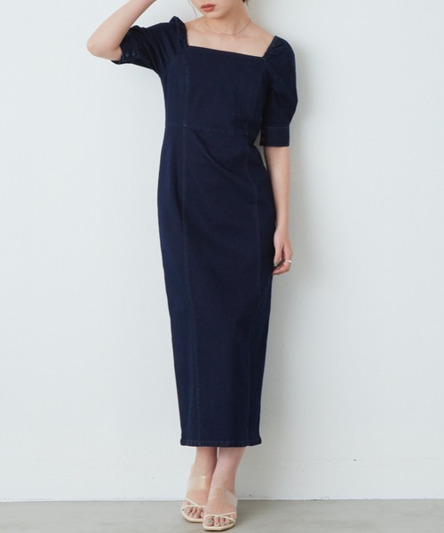 flowriri（フロウリリ）の「flowriri パプスリーブデニムロングワンピース（ワンピース・レディース・ネイビー/ブラック・FREE）」の10枚目の写真