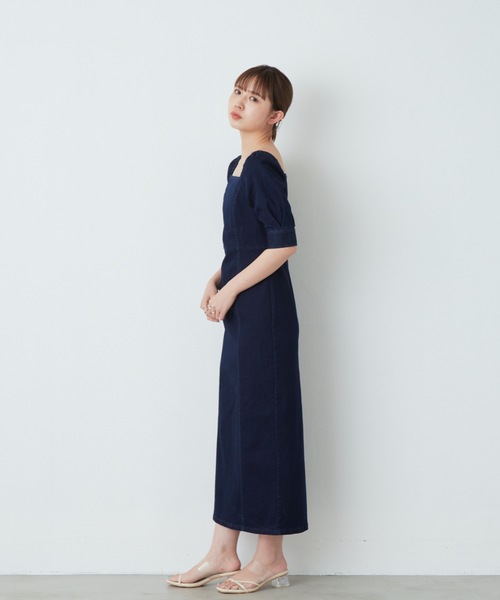 flowriri（フロウリリ）の「flowriri パプスリーブデニムロングワンピース（ワンピース・レディース・ネイビー/ブラック・FREE）」の12枚目の写真