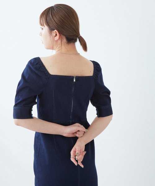 flowriri（フロウリリ）の「flowriri パプスリーブデニムロングワンピース（ワンピース・レディース・ネイビー/ブラック・FREE）」の6枚目の写真