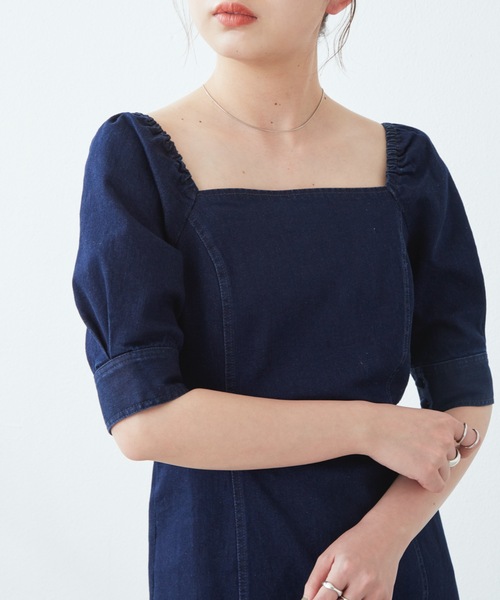 flowriri（フロウリリ）の「flowriri パプスリーブデニムロングワンピース（ワンピース・レディース・ネイビー/ブラック・FREE）」の8枚目の写真