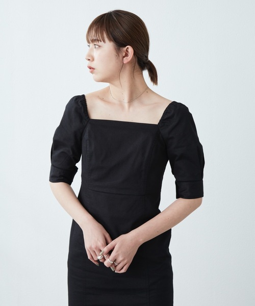 flowriri（フロウリリ）の「flowriri パプスリーブデニムロングワンピース（ワンピース・レディース・ネイビー/ブラック・FREE）」の5枚目の写真