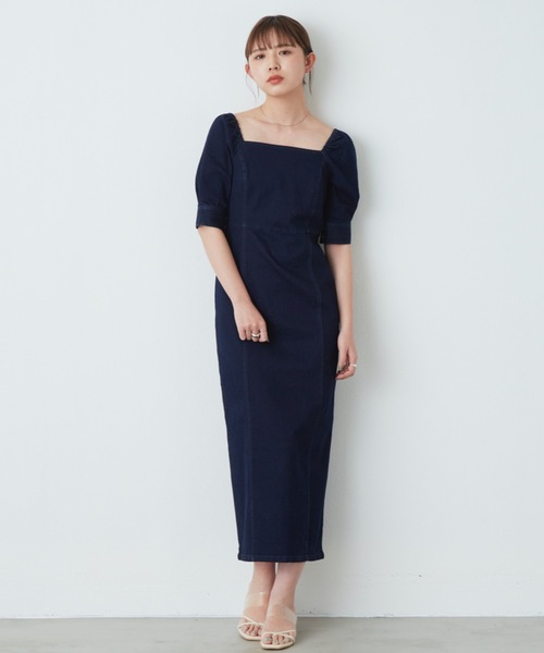 flowriri（フロウリリ）の「flowriri パプスリーブデニムロングワンピース（ワンピース・レディース・ネイビー/ブラック・FREE）」の22枚目の写真