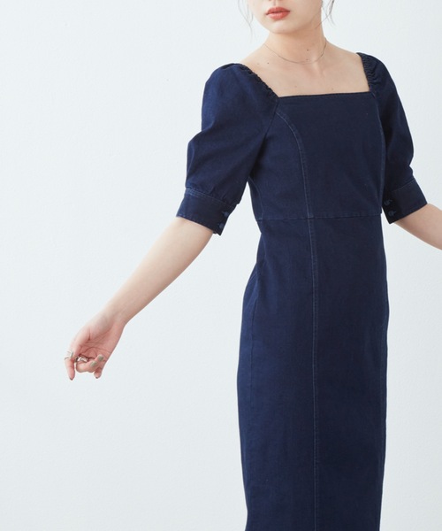 flowriri（フロウリリ）の「flowriri パプスリーブデニムロングワンピース（ワンピース・レディース・ネイビー/ブラック・FREE）」の19枚目の写真