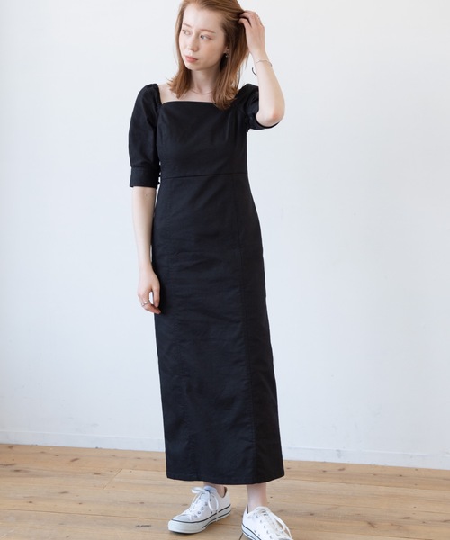 flowriri（フロウリリ）の「flowriri パプスリーブデニムロングワンピース（ワンピース・レディース・ネイビー/ブラック・FREE）」の18枚目の写真