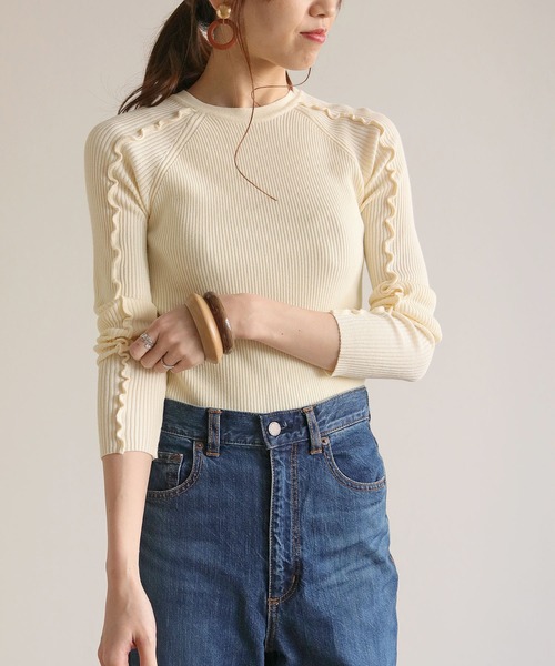 HER CLOSET(ハークローゼット)の「【HERCLOSET】メロウデザインクルーネックリブニット(ニット/セーター・レディース・ブラック/ライトグリーン/アイボリー/グレイッシュベージュ・M)」の19枚目の写真