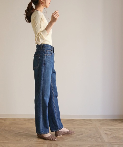 HER CLOSET(ハークローゼット)の「【HERCLOSET】メロウデザインクルーネックリブニット(ニット/セーター・レディース・ブラック/ライトグリーン/アイボリー/グレイッシュベージュ・M)」の7枚目の写真