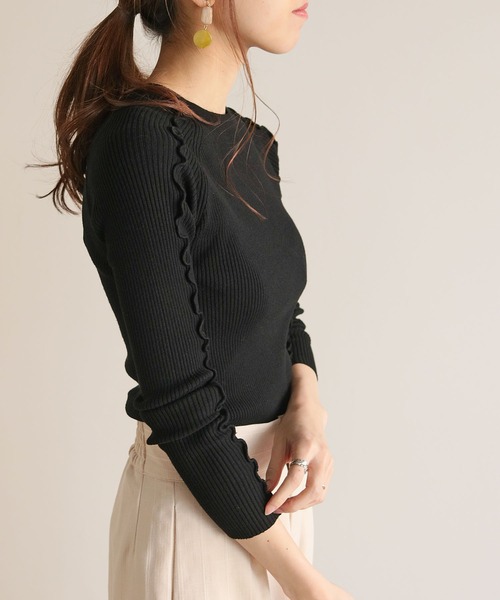 HER CLOSET(ハークローゼット)の「【HERCLOSET】メロウデザインクルーネックリブニット(ニット/セーター・レディース・ブラック/ライトグリーン/アイボリー/グレイッシュベージュ・M)」の15枚目の写真