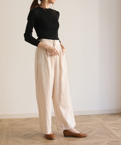 HER CLOSET(ハークローゼット)の「【HERCLOSET】メロウデザインクルーネックリブニット(ニット/セーター・レディース・ブラック/ライトグリーン/アイボリー/グレイッシュベージュ・M)」の22枚目の写真