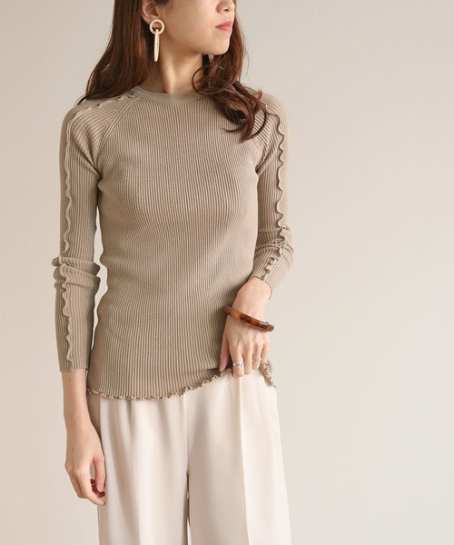 HER CLOSET(ハークローゼット)の「【HERCLOSET】メロウデザインクルーネックリブニット(ニット/セーター・レディース・ブラック/ライトグリーン/アイボリー/グレイッシュベージュ・M)」の17枚目の写真