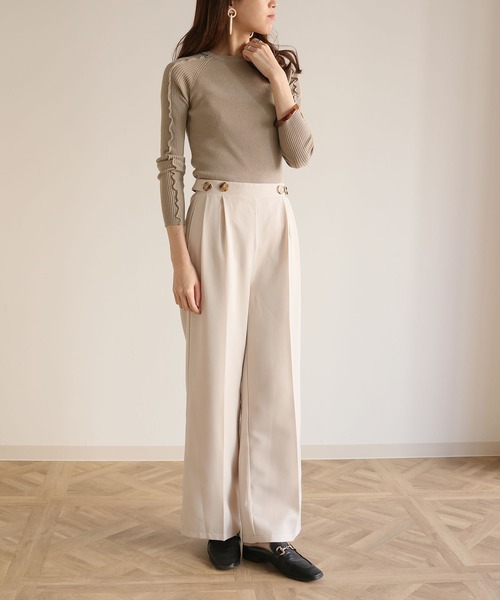 HER CLOSET(ハークローゼット)の「【HERCLOSET】メロウデザインクルーネックリブニット(ニット/セーター・レディース・ブラック/ライトグリーン/アイボリー/グレイッシュベージュ・M)」の10枚目の写真