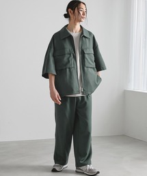 MONO-MART | 【セットアップ】TRストレッチ オーバーサイズ ビックポケット ジップシャツ(1/2 sleeve) ＆ タックワイドパンツ -2021SUMMER-(セットアップ)