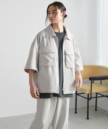 MONO-MART | 【セットアップ】TRストレッチ オーバーサイズ ビックポケット ジップシャツ(1/2 sleeve) ＆ タックワイドパンツ -2021SUMMER-(セットアップ)