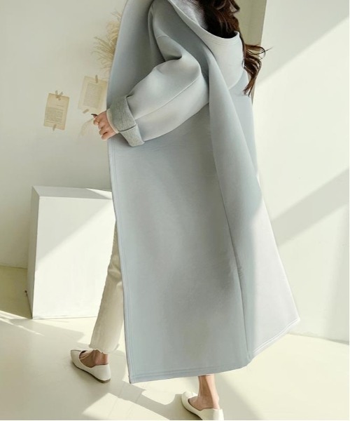 NANING9（ナンニング）の「NANING9 ノーカラーストレートコート（その他アウター・レディース・ライトブルー・FREE）」の9枚目の写真