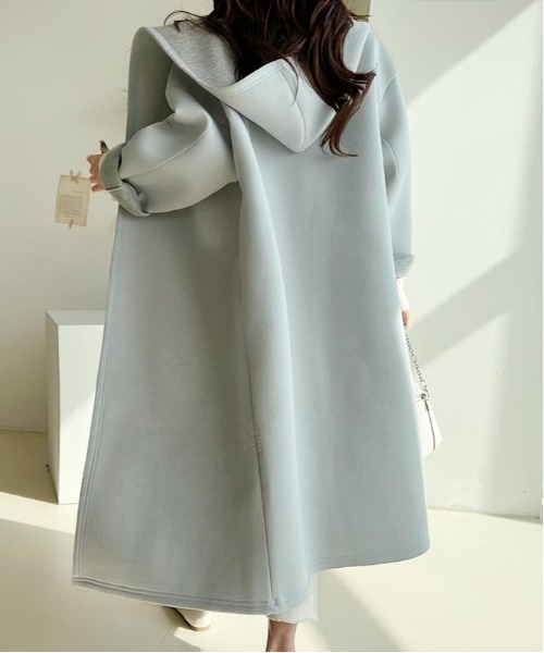 NANING9（ナンニング）の「NANING9 ノーカラーストレートコート（その他アウター・レディース・ライトブルー・FREE）」の10枚目の写真