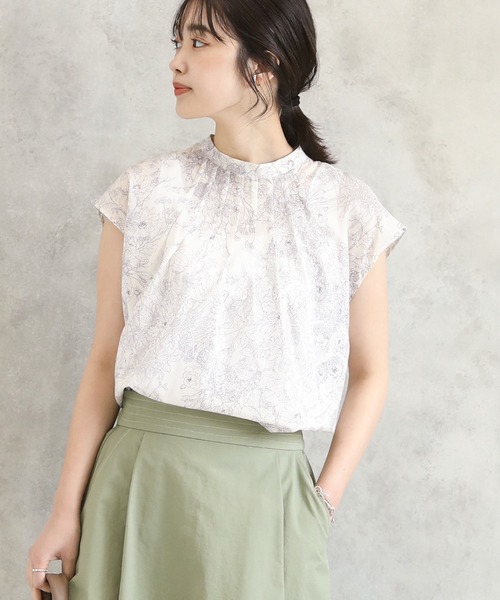 Gready Brilliant(グレディブリリアン)の「線画フラワーブリント/フレンチスリーブ ブラウス(シャツ/ブラウス・レディース・イエロー系その他/ホワイト系その他/ブラウン系その他・FREE)」の4枚目の写真