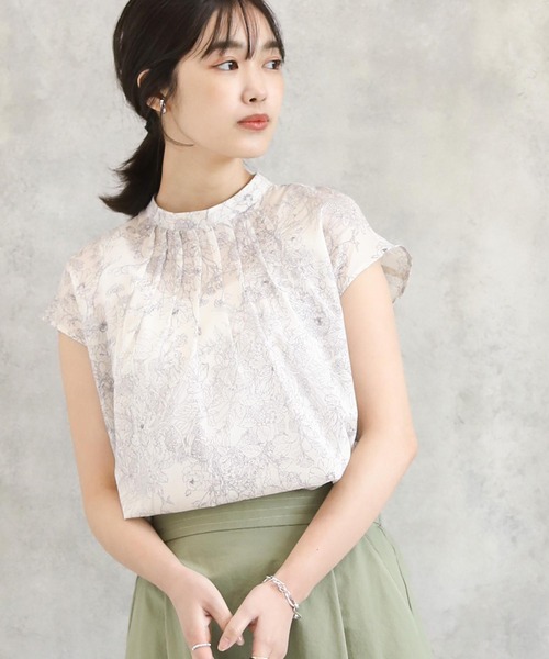 Gready Brilliant(グレディブリリアン)の「線画フラワーブリント/フレンチスリーブ ブラウス(シャツ/ブラウス・レディース・イエロー系その他/ホワイト系その他/ブラウン系その他・FREE)」の16枚目の写真