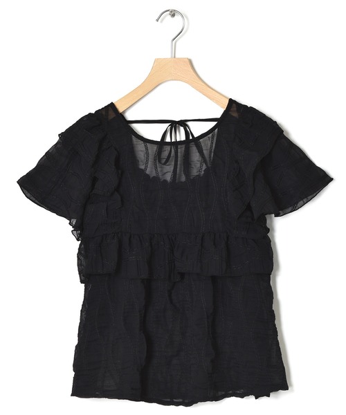 w closet（ダブルクローゼット）の「変わりシャーリングフリル切替ブラウス（シャツ/ブラウス・レディース・ブラック/ピンク/キナリ・FREE）」の5枚目の写真